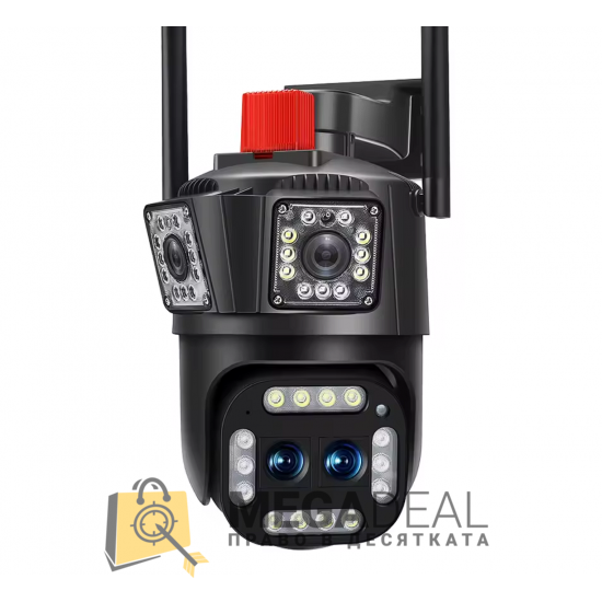 WiFi Камера Icsee 12MP с 3бр обектива и 10х увеличаване, цветно виждане, аудио